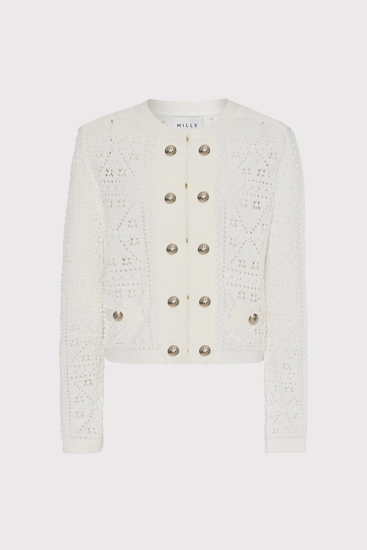 Weatherproof Zipper Sustainable Material Bubble Pointelle Knit Jacket