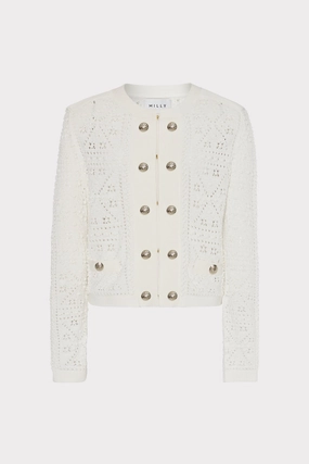 Eco Friendly Dye Double layer fabric Bubble Pointelle Knit Jacket