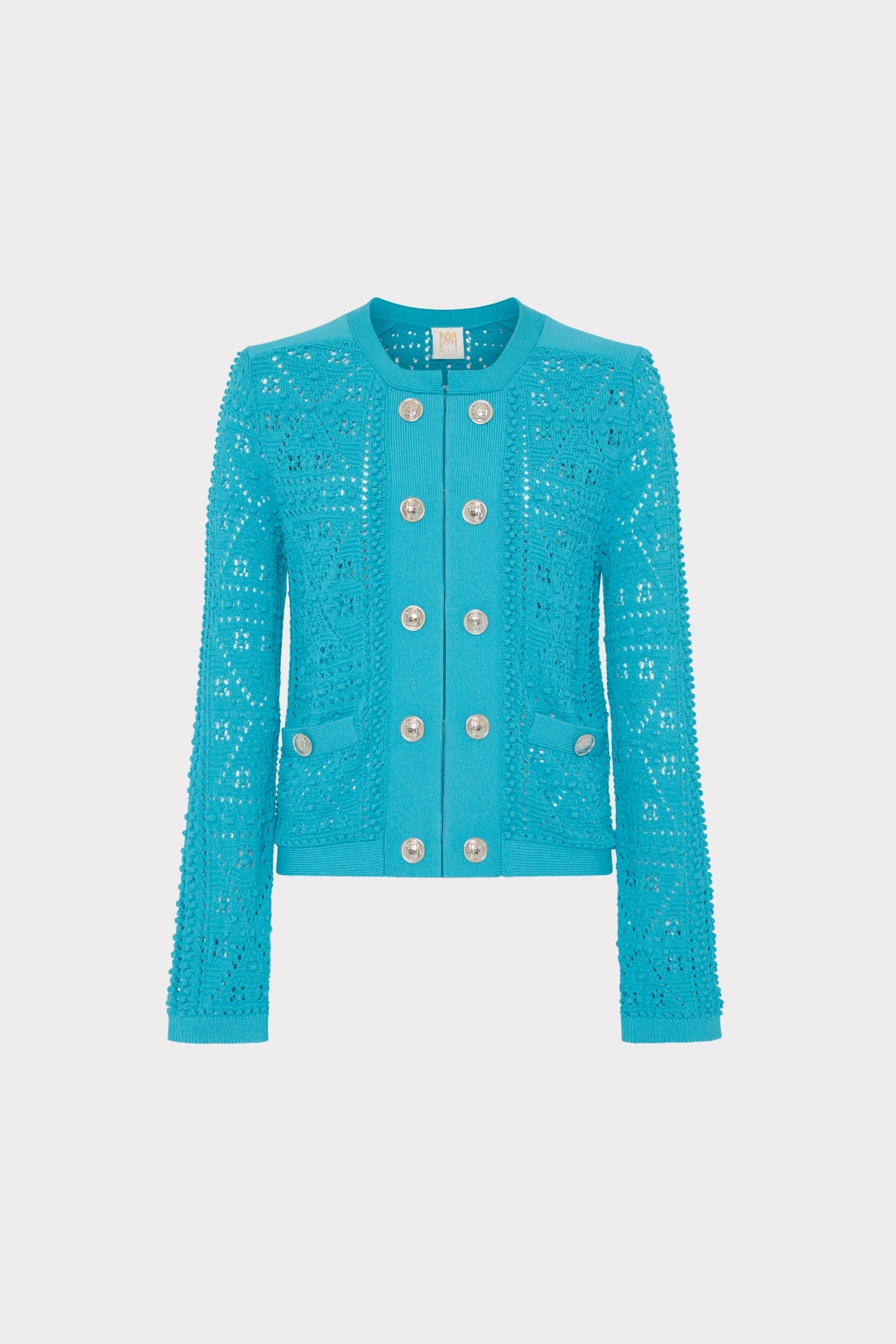 BondedZipperGuards Modular Attachment Loops Bubble Pointelle Knit Jacket