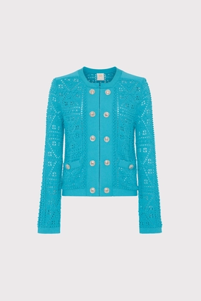 BondedZipperGuards Modular Attachment Loops Bubble Pointelle Knit Jacket