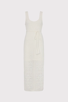 Casual Look Bubble Pointelle Knit Midi Dress