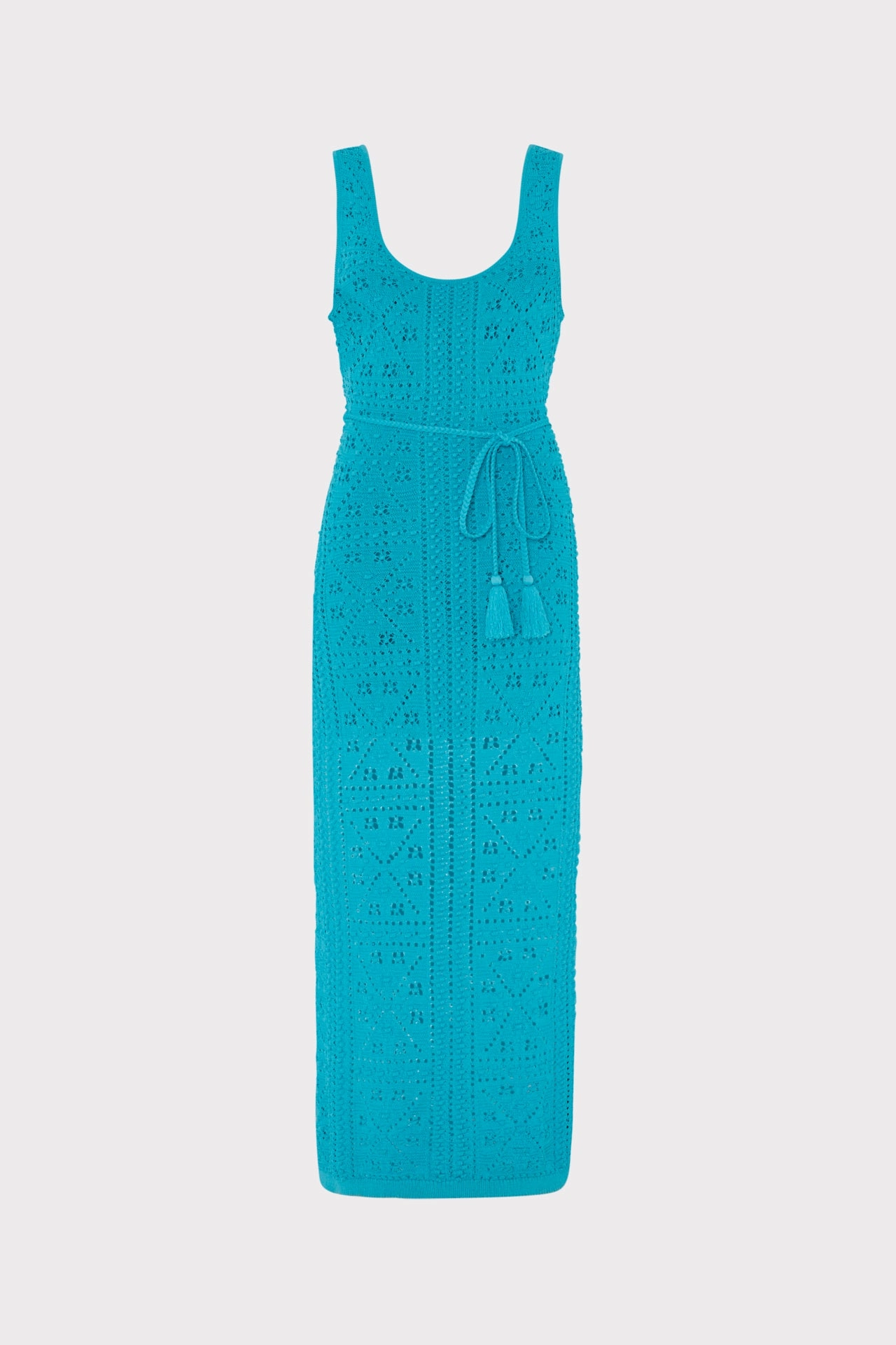 Smooth Design Comfortable Waistband Bubble Pointelle Knit Midi Dress