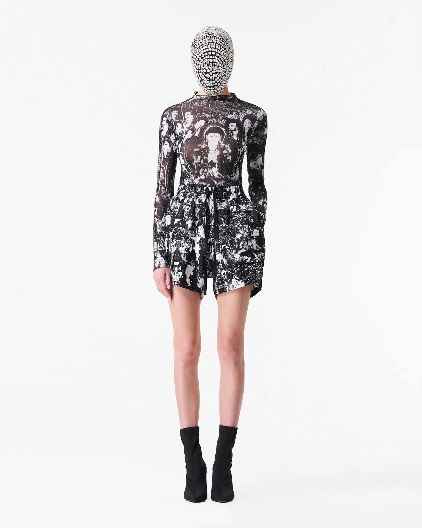 Buddha B&W silk shorts