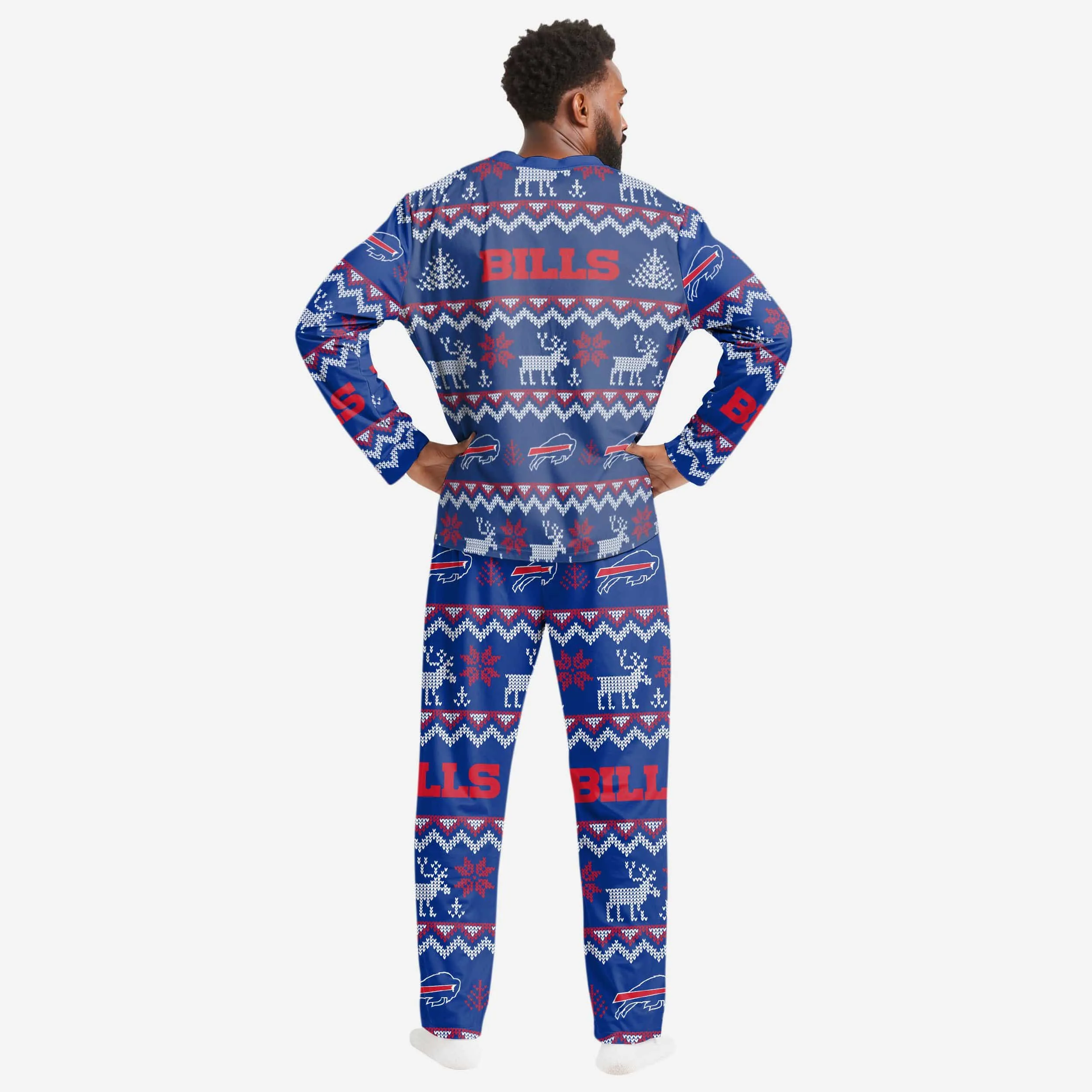 Buffalo Bills Mens Ugly Pattern Family Holiday Pajamas