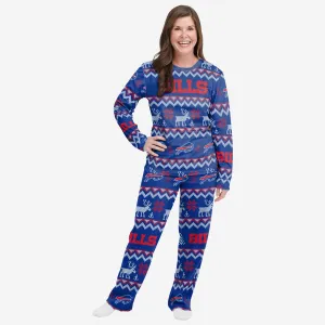 Buffalo Bills Womens Ugly Pattern Family Holiday Pajamas