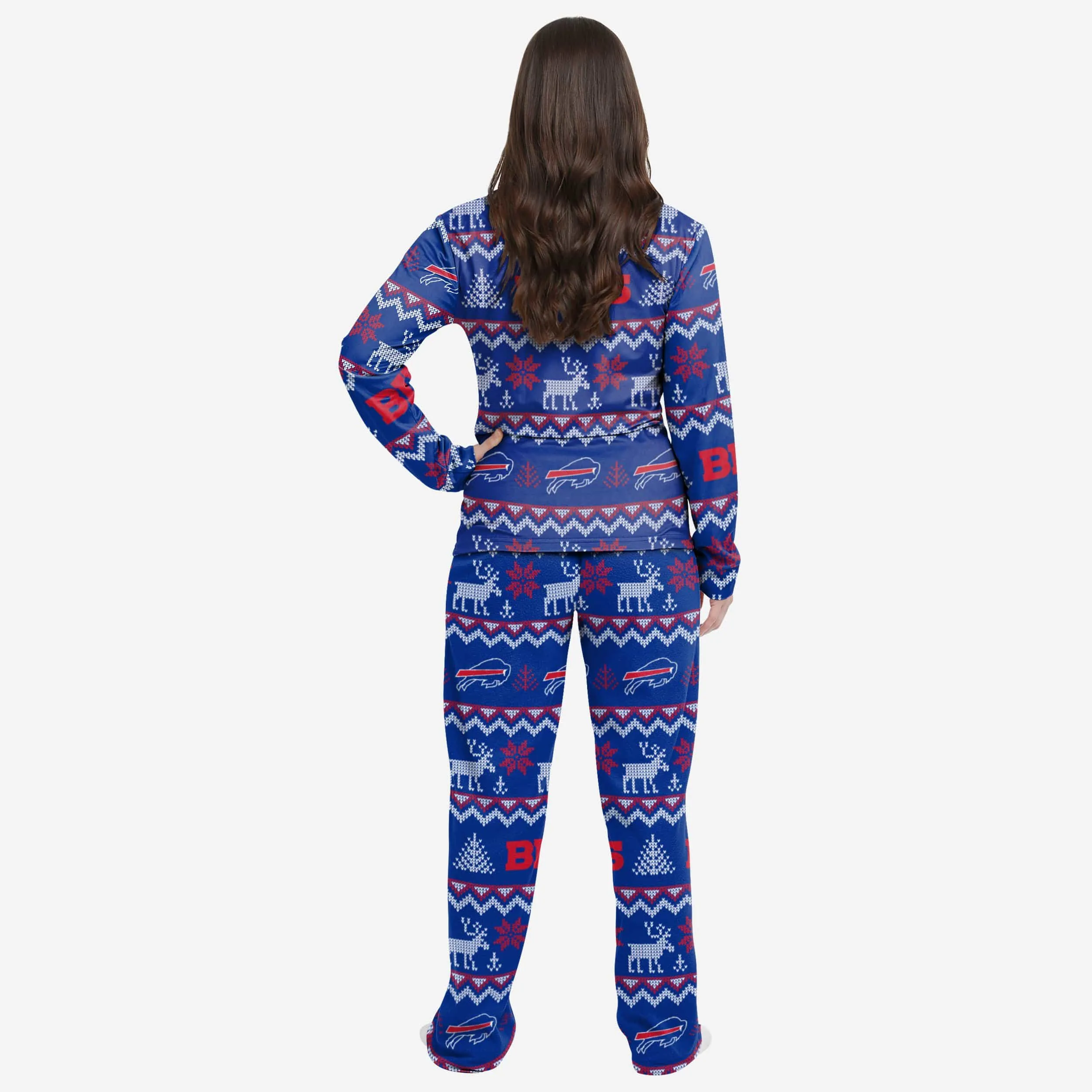 Buffalo Bills Womens Ugly Pattern Family Holiday Pajamas