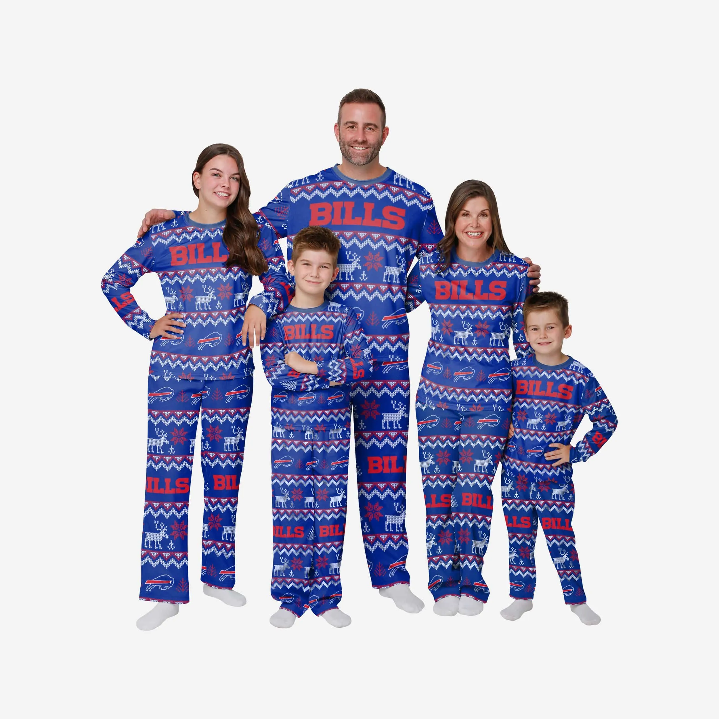 Buffalo Bills Womens Ugly Pattern Family Holiday Pajamas