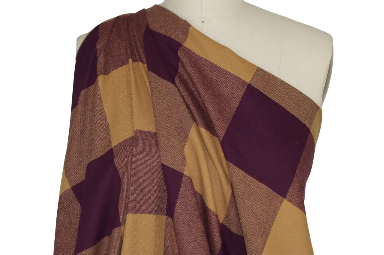Buffalo Plaid Cotton Flannel - Maroon/Gold