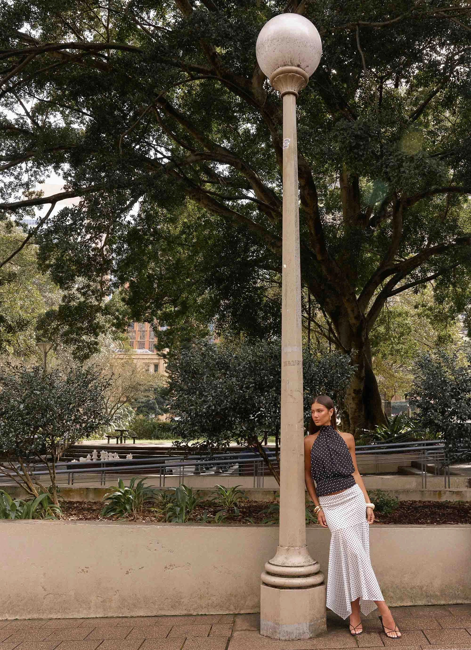 Bold Cut Wardrobe Classic Buffy Maxi Skirt - White Polkadot