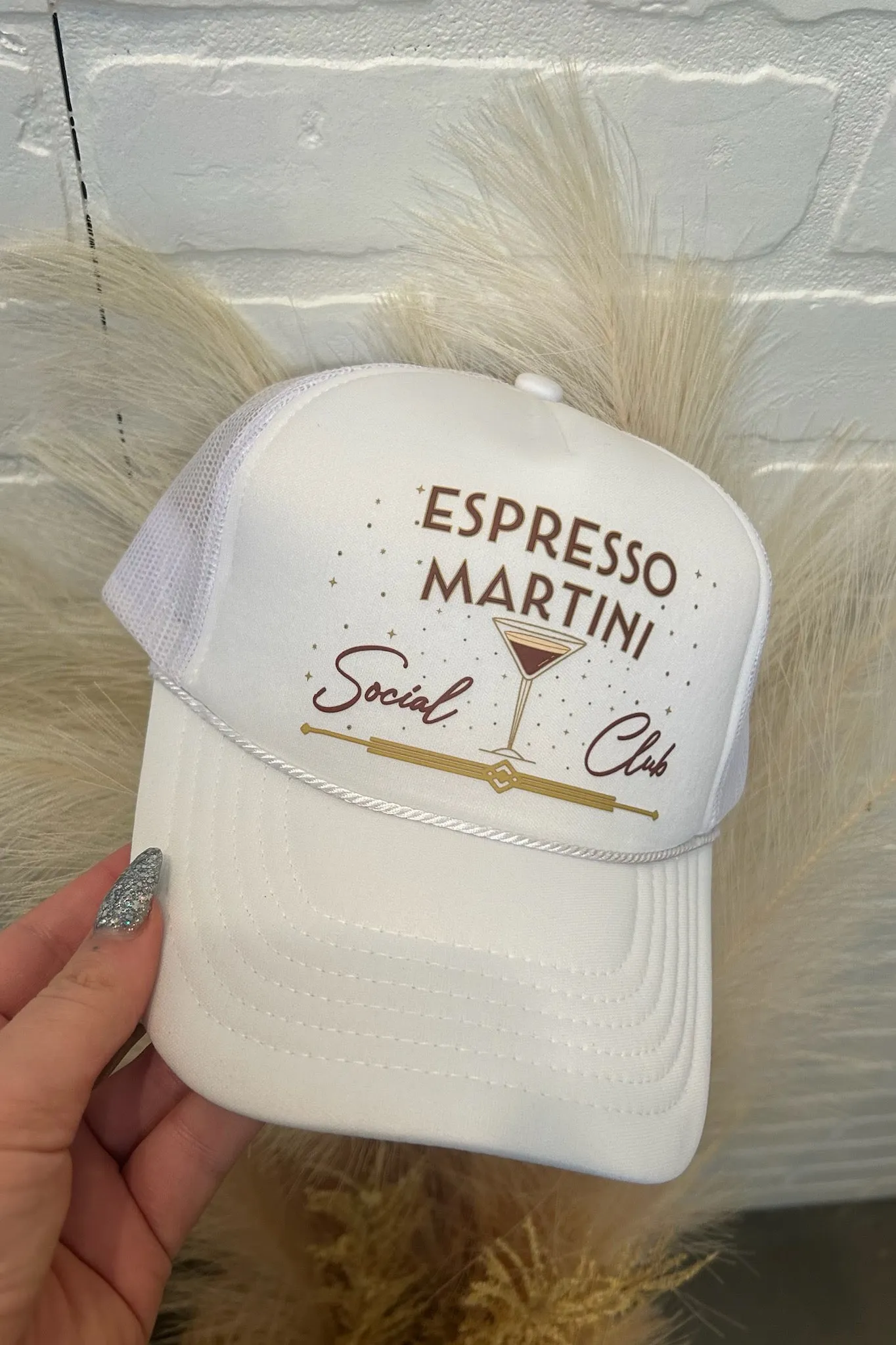 Espresso Martini Social Club Trucker -White Relaxed Hoodie FlexibleRibbedTrims