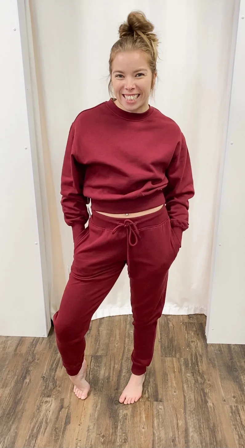 Burgundy Fleece Lined Jogger Pants