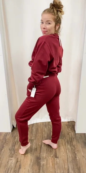 Burgundy Fleece Lined Jogger Pants