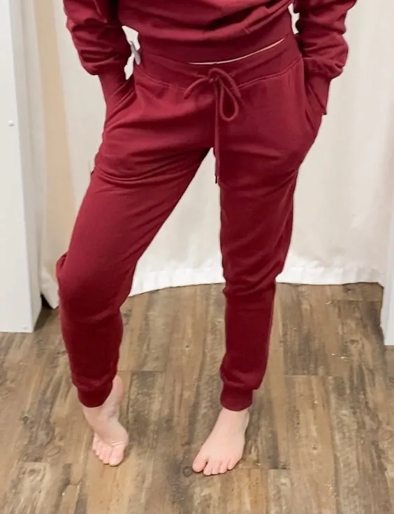 Burgundy Fleece Lined Jogger Pants