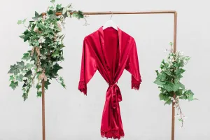 Burgundy Lace Robe