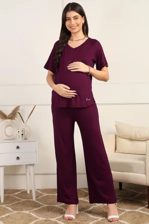 Burgundy Maternity Pajama Set
