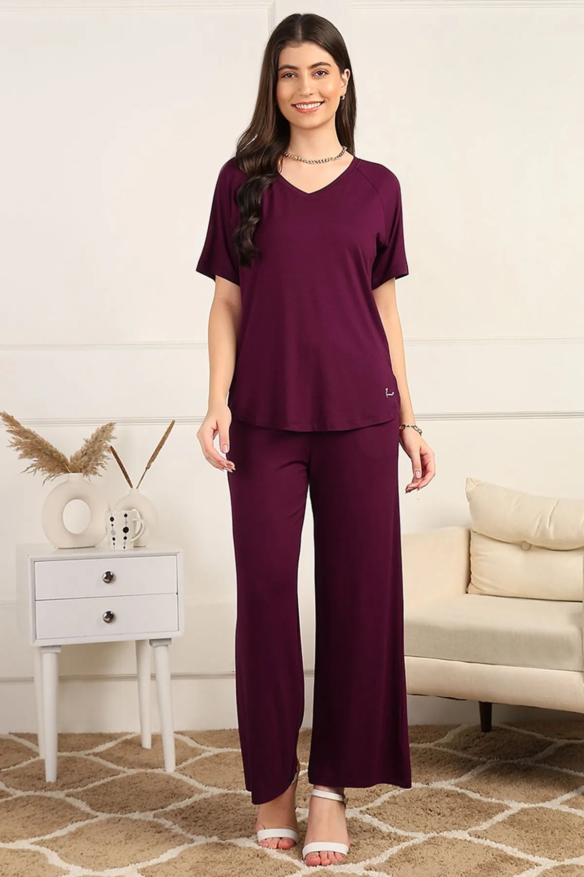 Burgundy Maternity Pajama Set