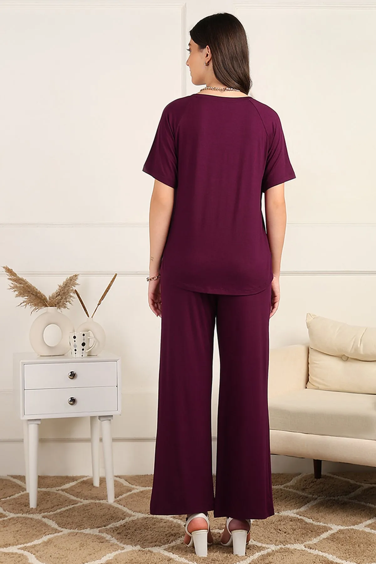 Burgundy Maternity Pajama Set