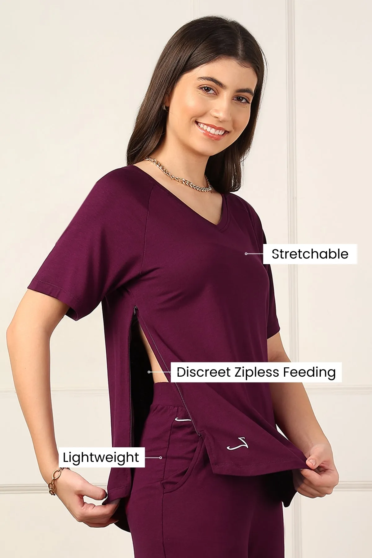 Burgundy Maternity Pajama Set