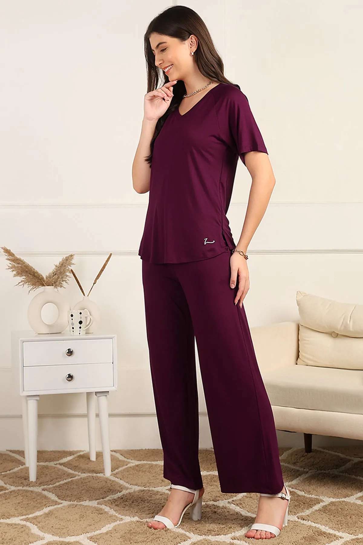 Burgundy Maternity Pajama Set