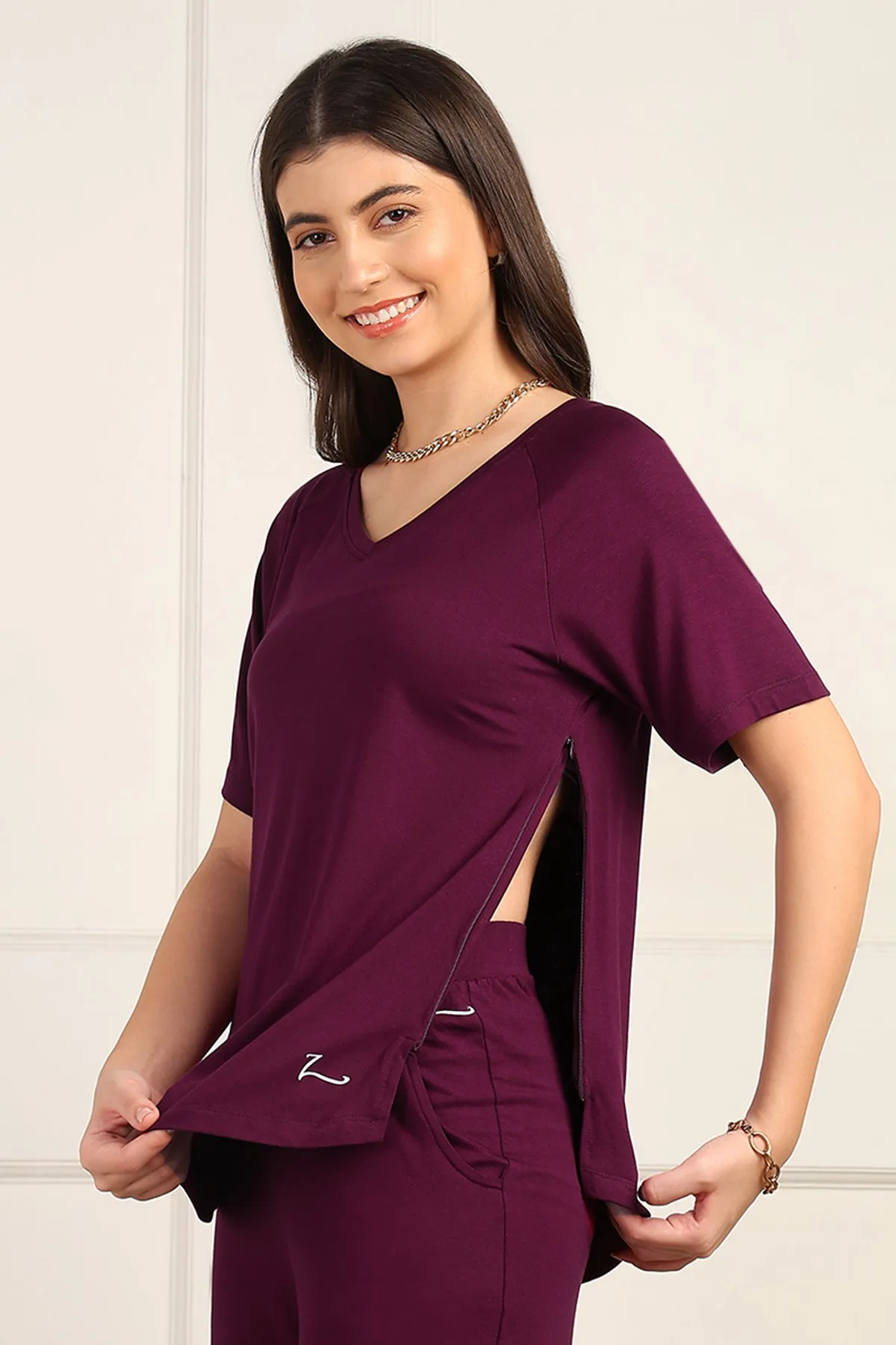 Burgundy Maternity Pajama Set
