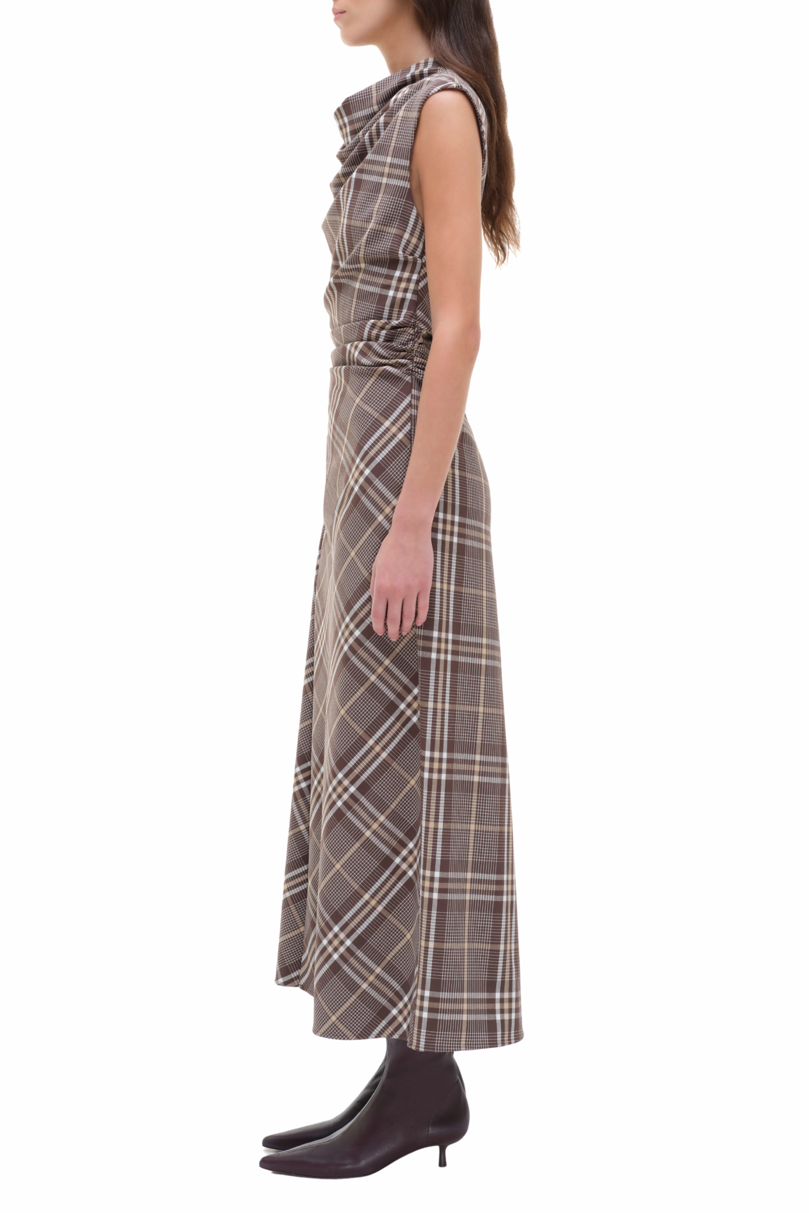 Burke Draped Midi Dress Satin Layers