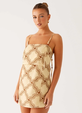 Sheer Layer Casual and Comfy Mantra Mini Dress - Tidal Wave Print