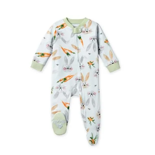 Burt's Bees Baby Girls Footed One-piece Pajamas, Sleep and Play Loose Fit, 100% Organic Cotton, Sizes NB to 6-9 Months