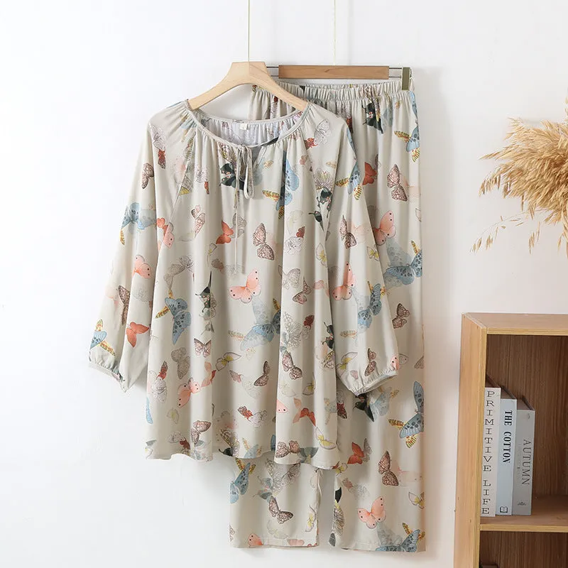 Butterfly AOP Rayon Pajama Set