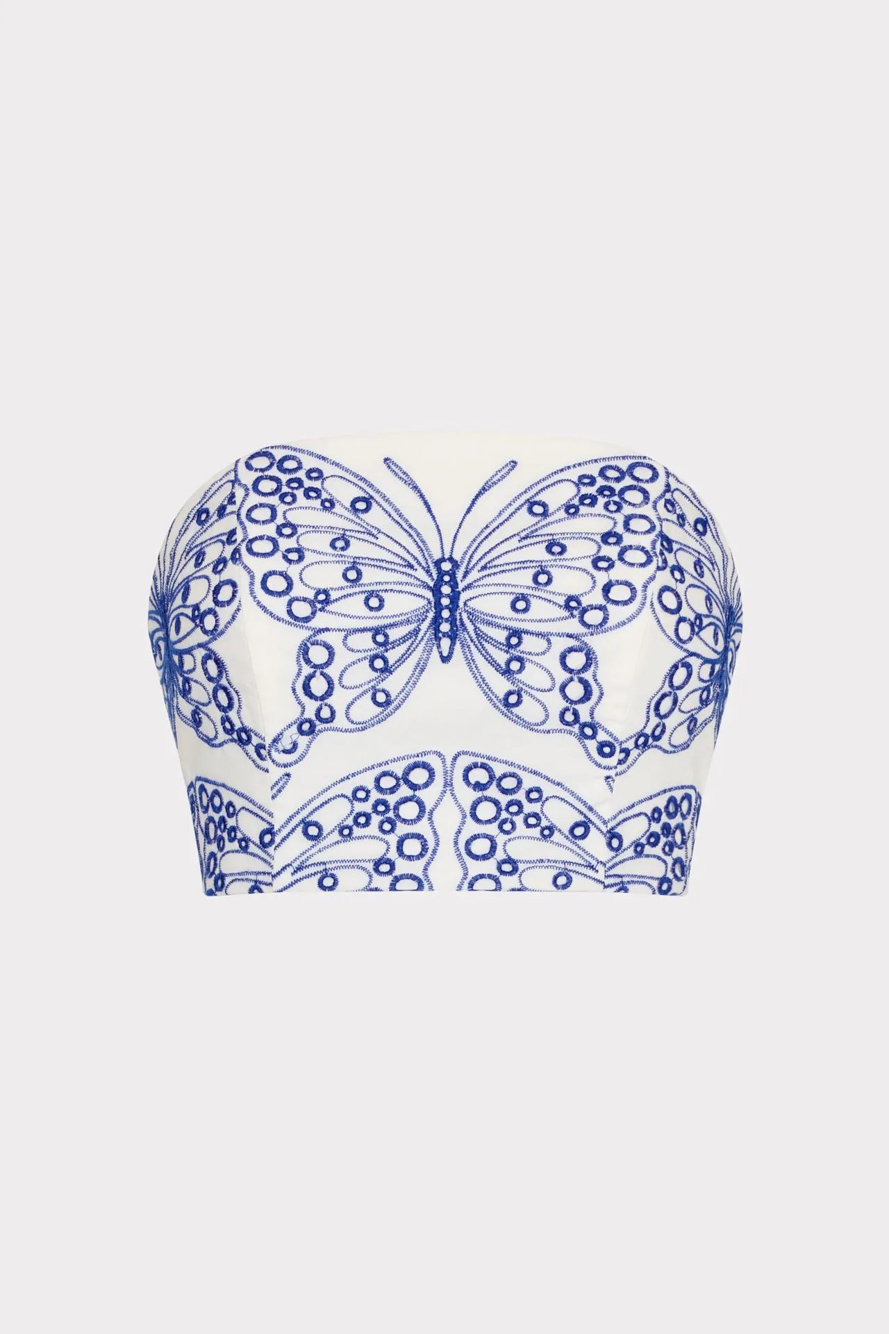 Ergonomic Pattern Design Stretch Blouse Butterfly Eyelet Strapless Crop Top