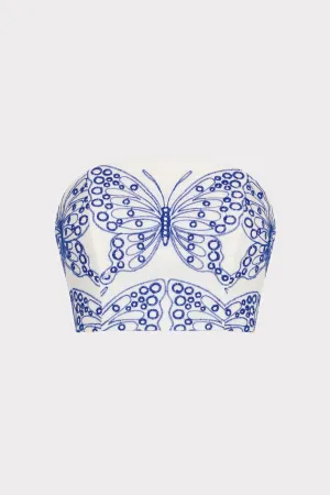 Butterfly Eyelet Strapless Crop Top RubberizedGrip HighDensity Knit