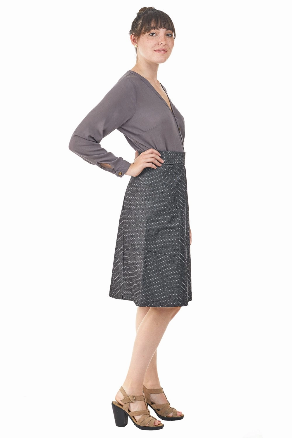 Flat Lock Seams Atheno Skirt in Smoky Dot