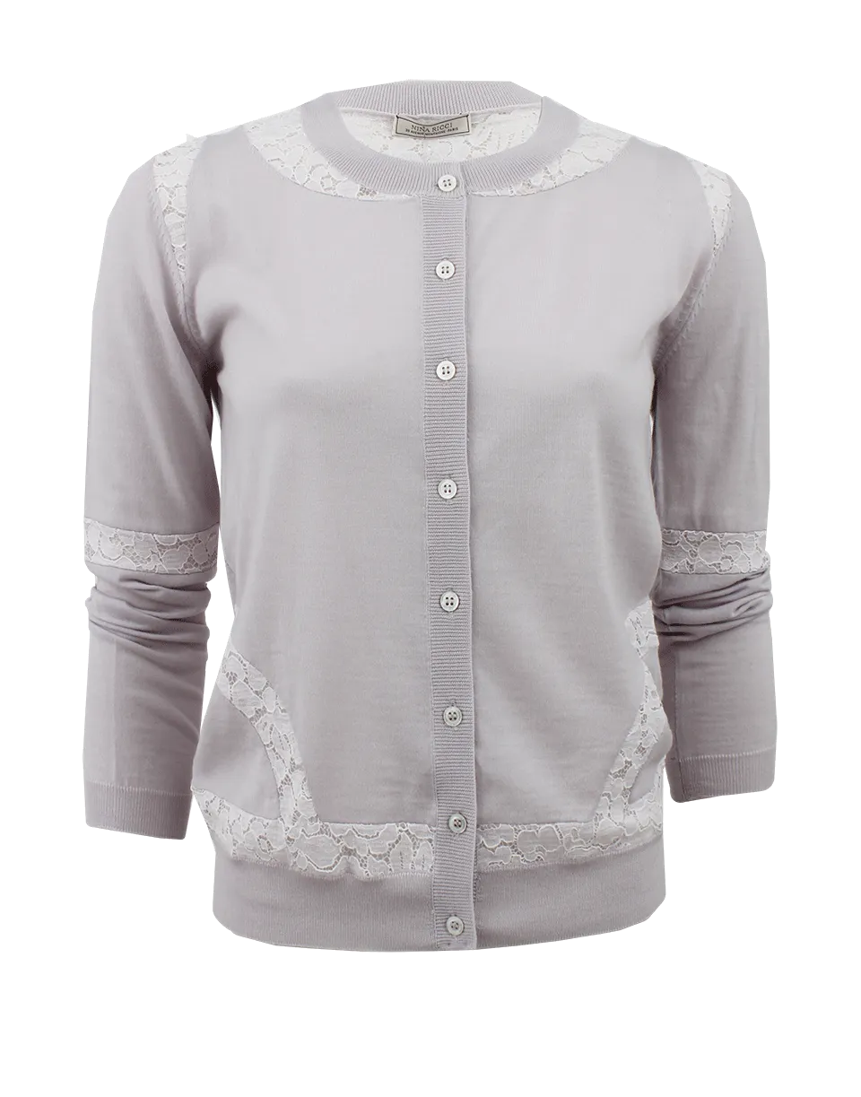 Button Lace Detail Cardigan
