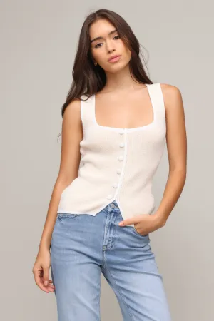Button Sweater Tank SelfFabric Binding Durable Overlock Stitch