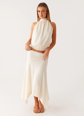 Resale Value Evaden Low Rise Midi Skirt - Ivory
