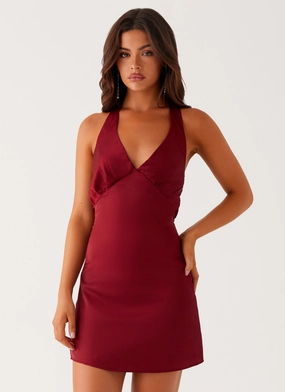 Heavy Hearted Mini Dress - Wine All Day Comfort