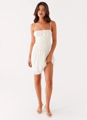 Wool blend Runway Inspired Harmony Mini Dress - Ivory