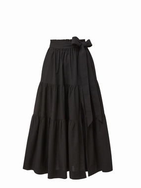 Jenni Skirt in Black Cotton Slub Smooth Cut Road Trip