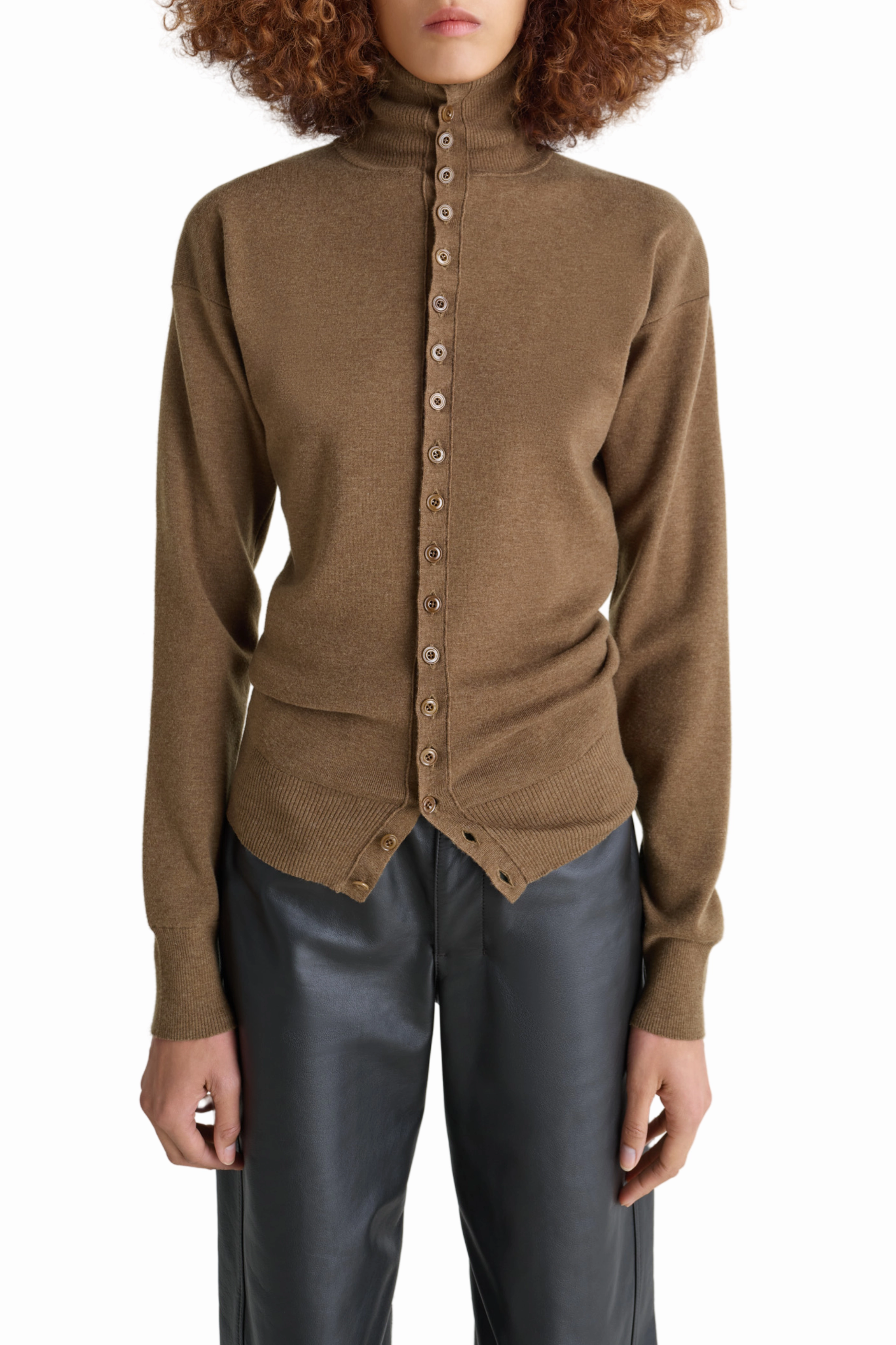 Seamless construction Water Repellent Finish Buttoned Fitted Cardigan