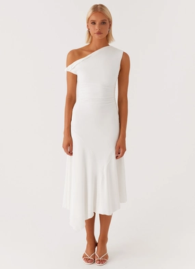 Byron Midi Dress - White Anti-Static-Finish