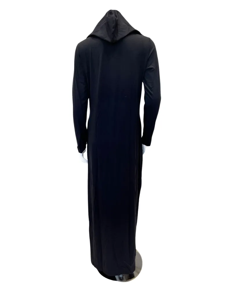 C-7090 Colored Snaps Black Jersey Hooded Lounger Morning Robe