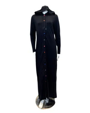 C-7090 Colored Snaps Black Jersey Hooded Lounger Morning Robe