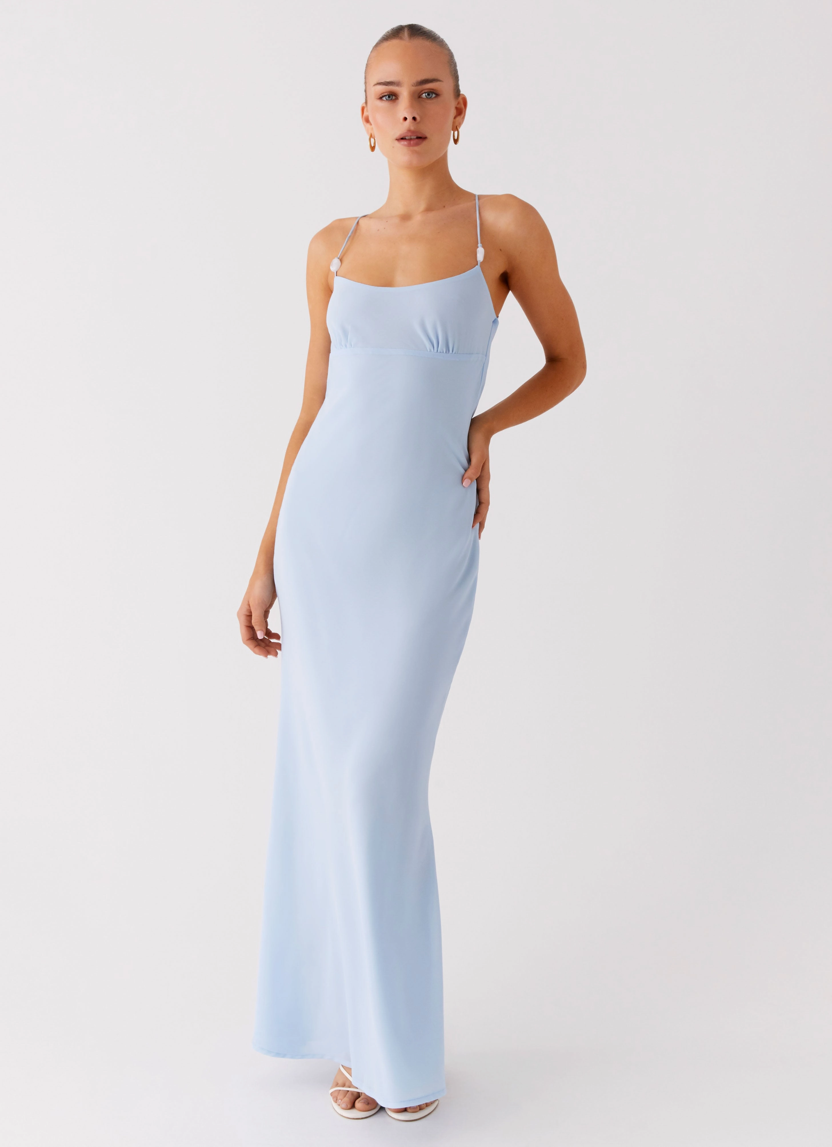 Cabello Maxi Dress - Pale Blue LowProfileZipper Fresh Glow