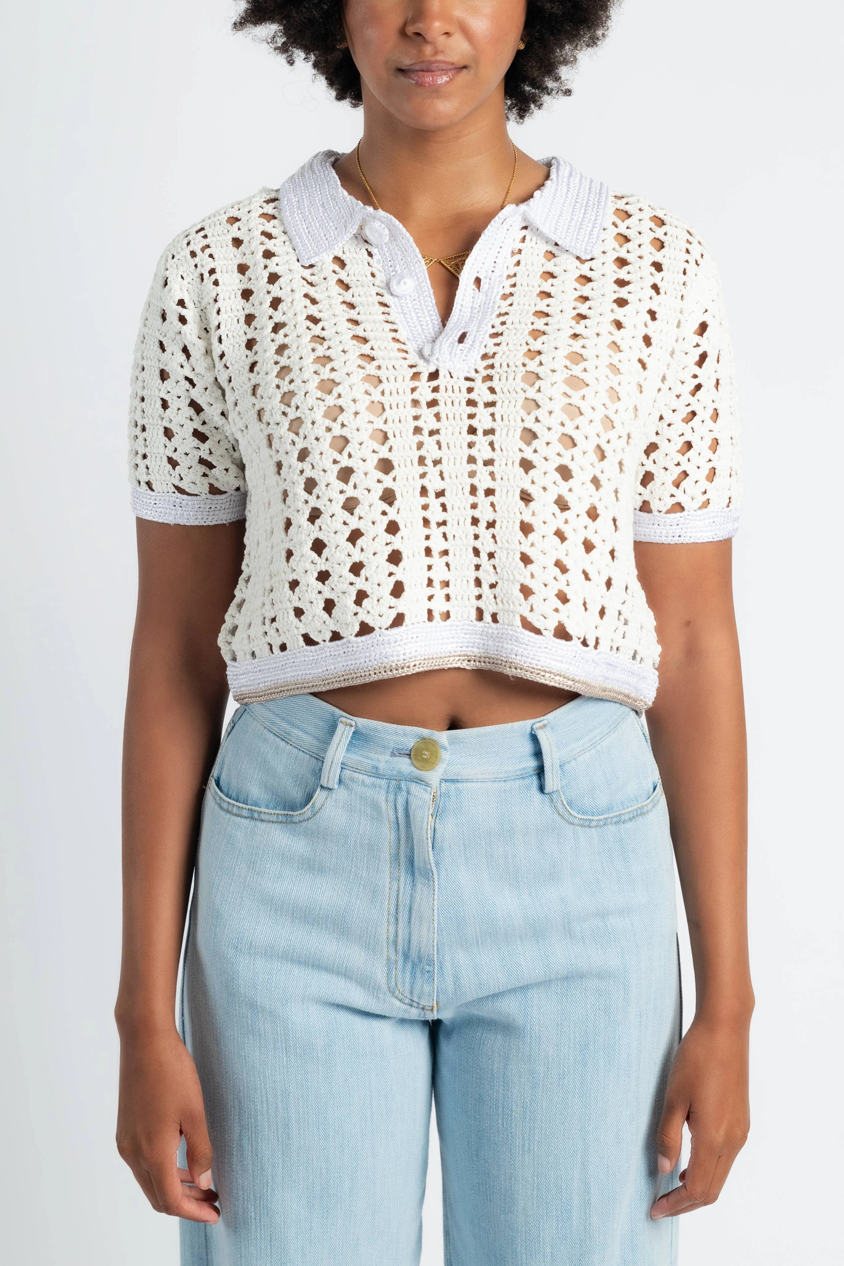 Cabl?? Lux Handmade Crochet Cropped Polo ZeroWastePattern