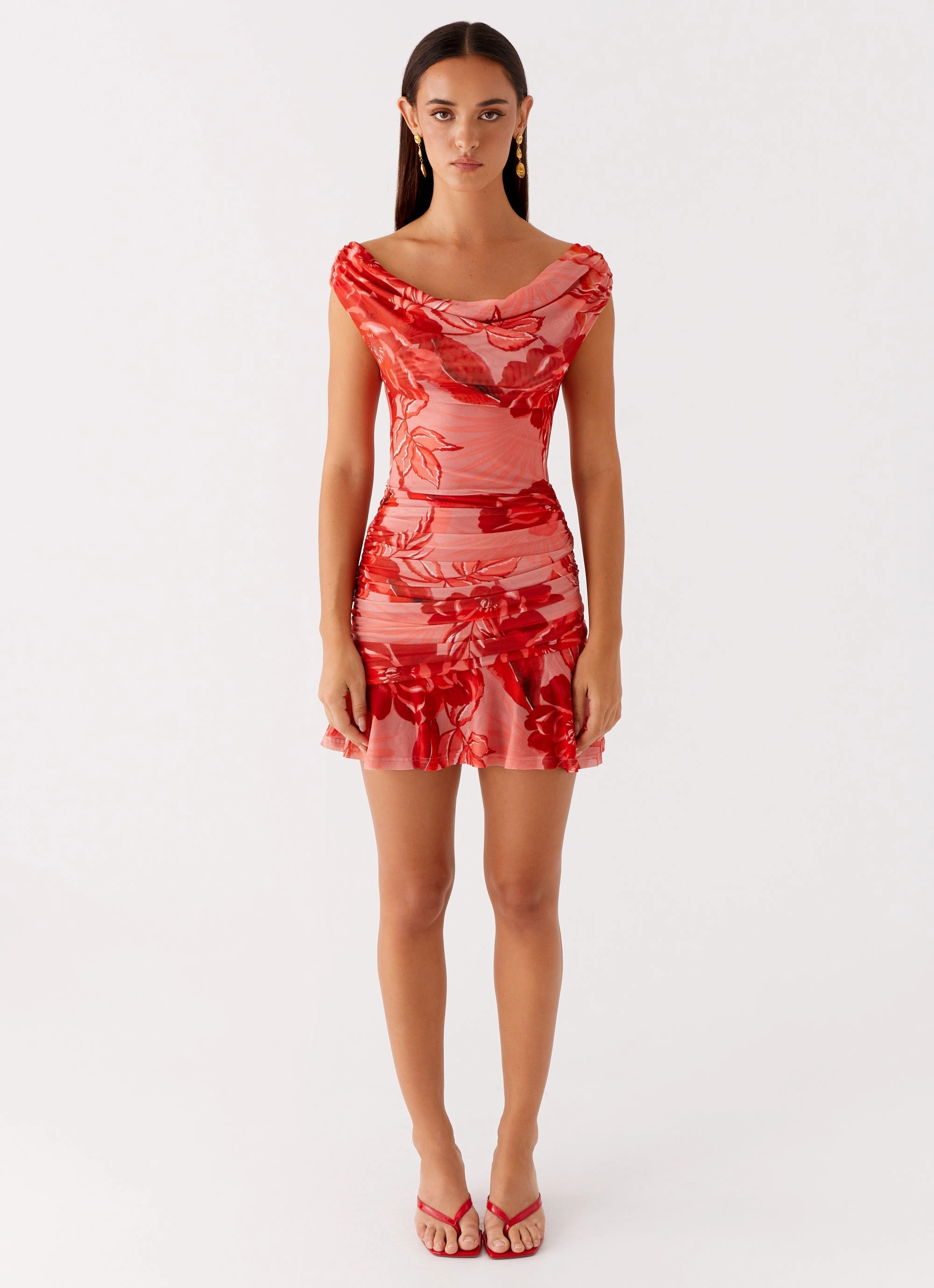 Linen Cotton Mix Cait Mini Dress - Sicily Sunsets Print