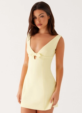 Caitlin Mini Dress - Yellow Plant Based Material Bamboo Fiber
