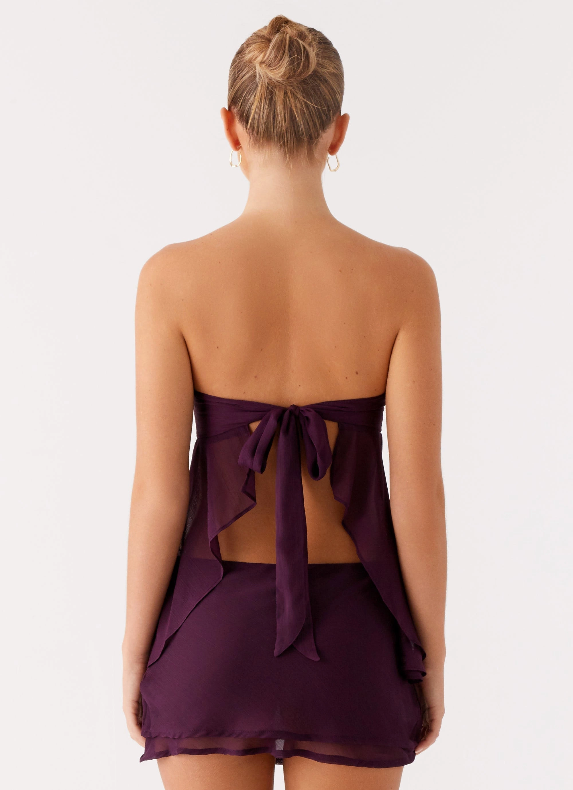 Caleb Mini Skirt - Plum Neat Fit Button Fastenings