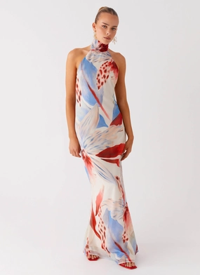 California Maxi Dress - Deep Sea Bloom single wear Flare Swing