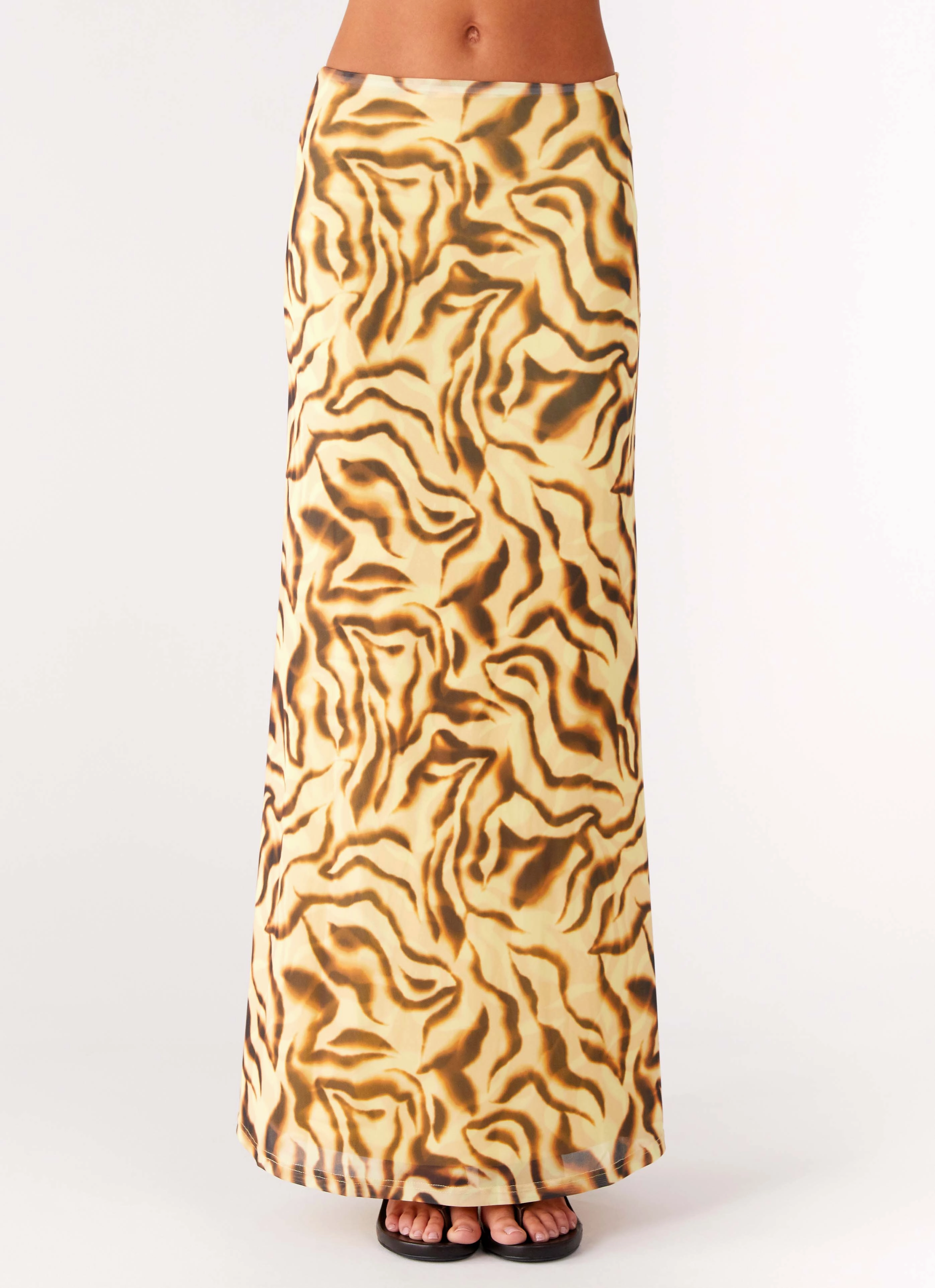 Cool Tone No Ride Up Call Me Low Rise Maxi Skirt - Yellow Zebra