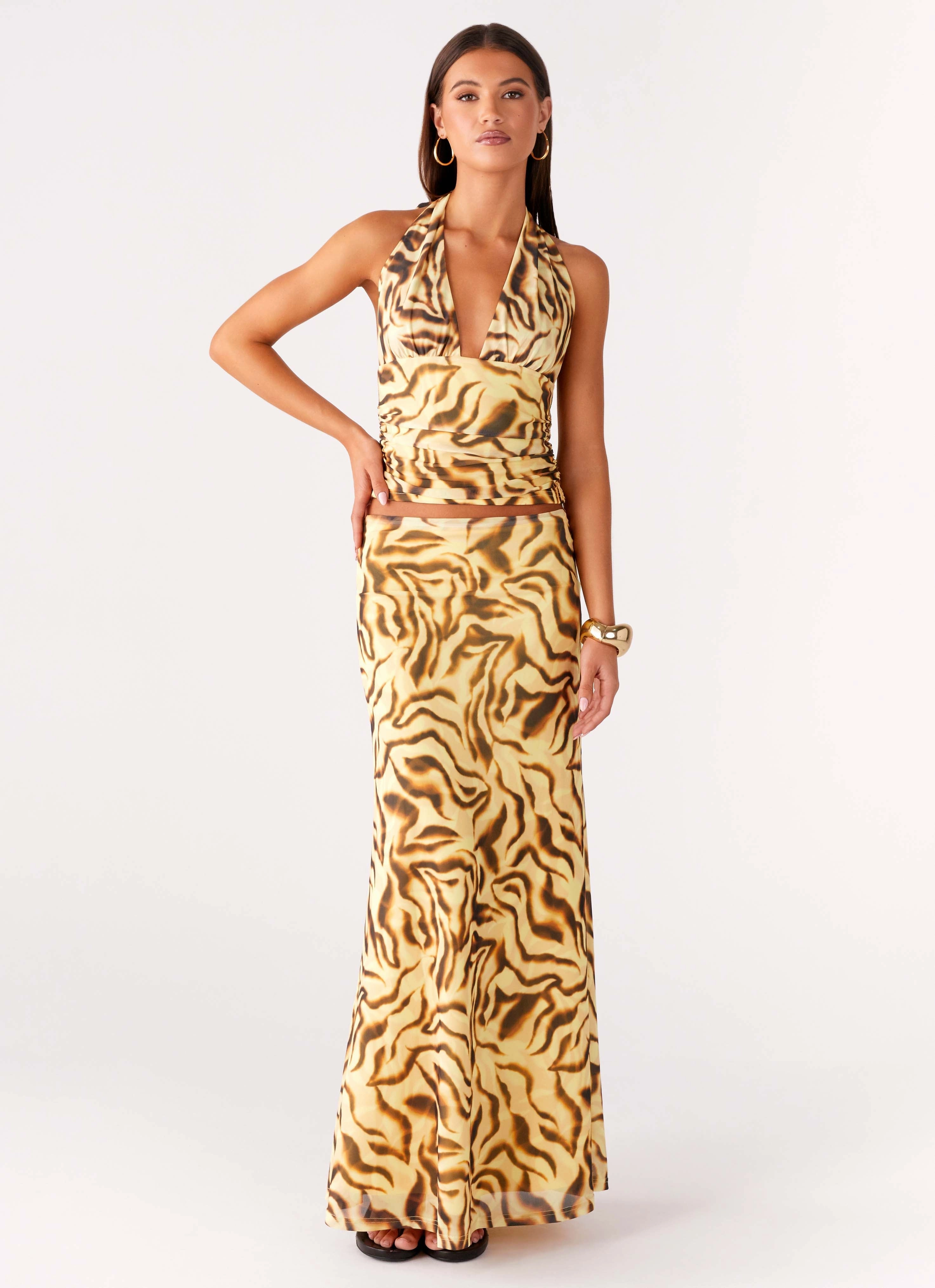 Call Me Low Rise Maxi Skirt - Yellow Zebra Everyday Look Heritage Craft
