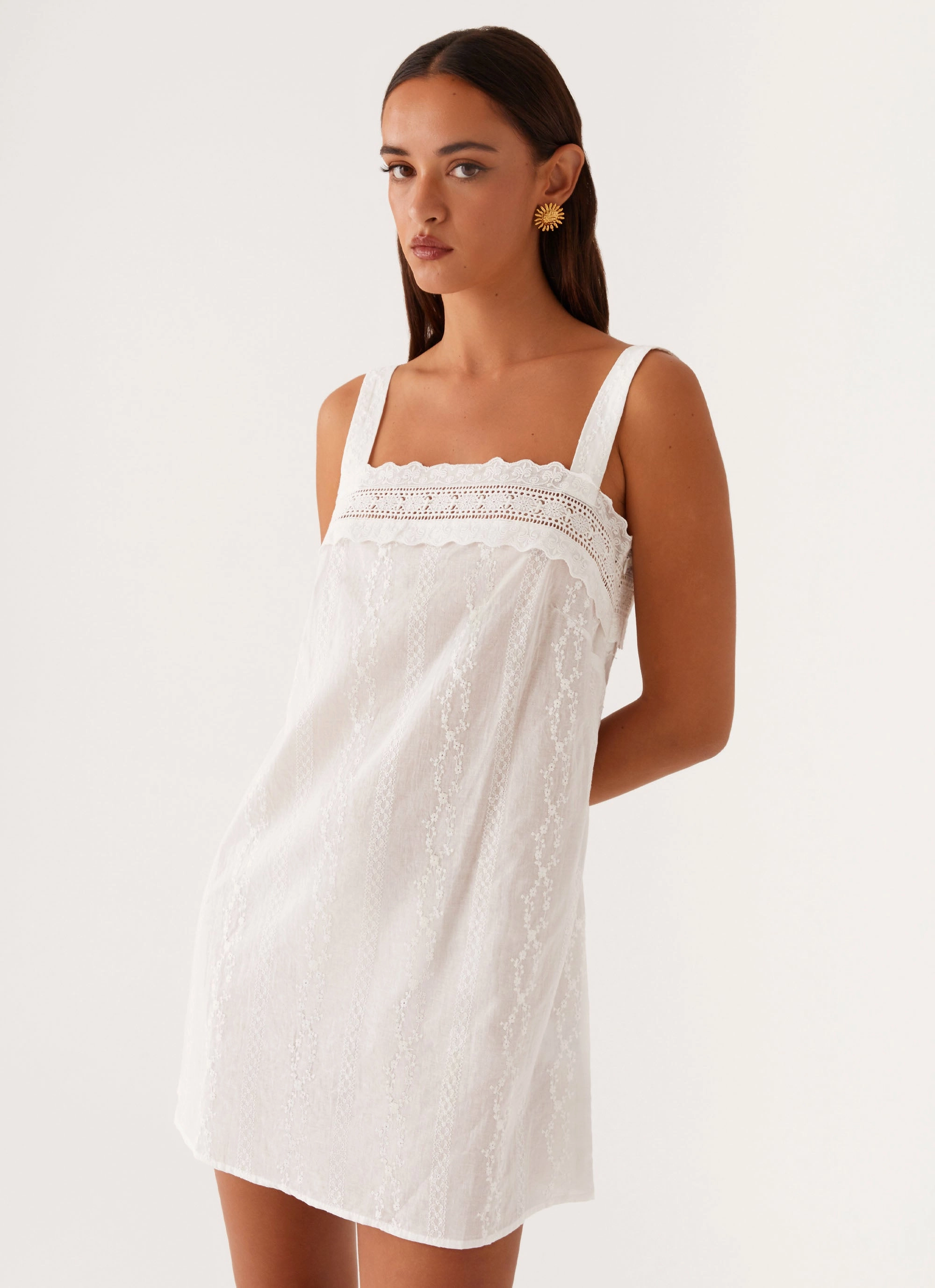 Calla Broderie Mini Dress - White Young adult Designer Label